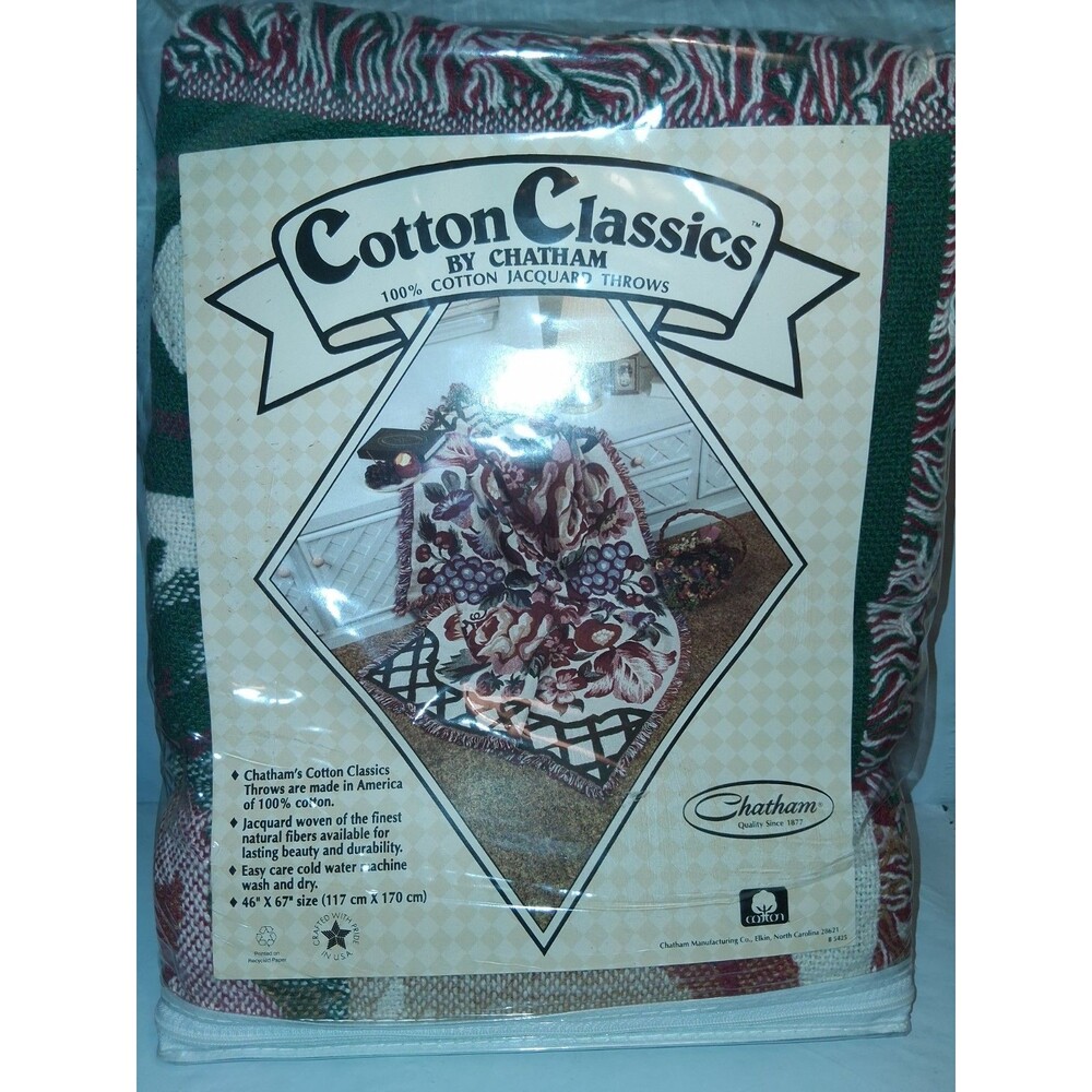 NWT Chatham Cotton Classics Jacquard Throw Blanket Fall Spender 46"x67"